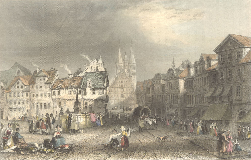 GERMANY. Brunswick. Payne Busy St Dogs Horses 5ins 1847 old antique print